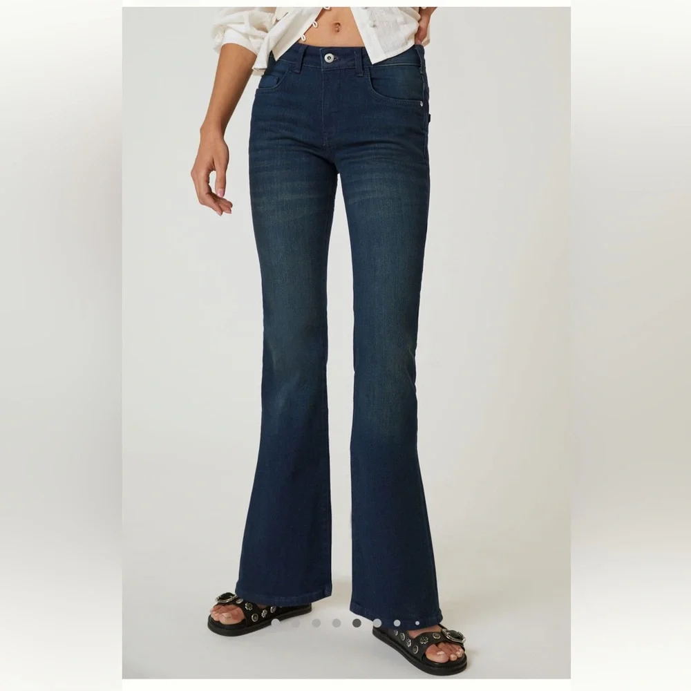 Pilcro Women's Dark Blue Flare Jeans - Picture 4 of 12